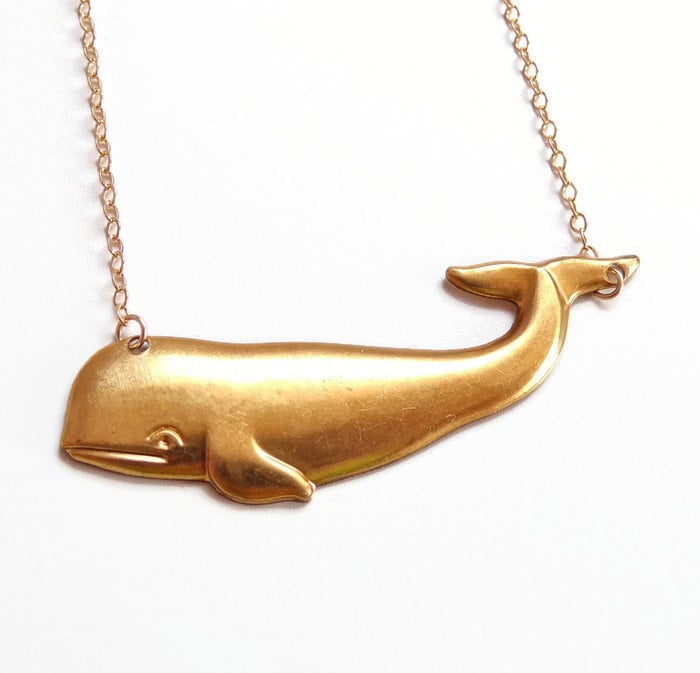 Brass whale necklace