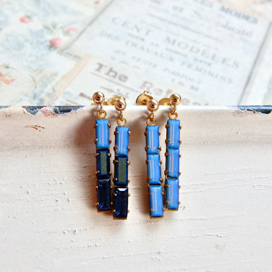 Vintage Swarovski crystal bar earrings