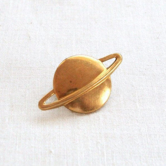 Vintage Brass Planet Saturn Pin