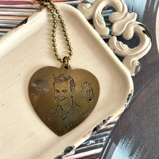 Vintage Pat Boone charm necklace - 1950's charm - record promo